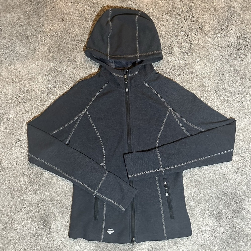 Harley-Davidson Womens S Small Jacket Mid-Layer Paseo Wicking Black Wool